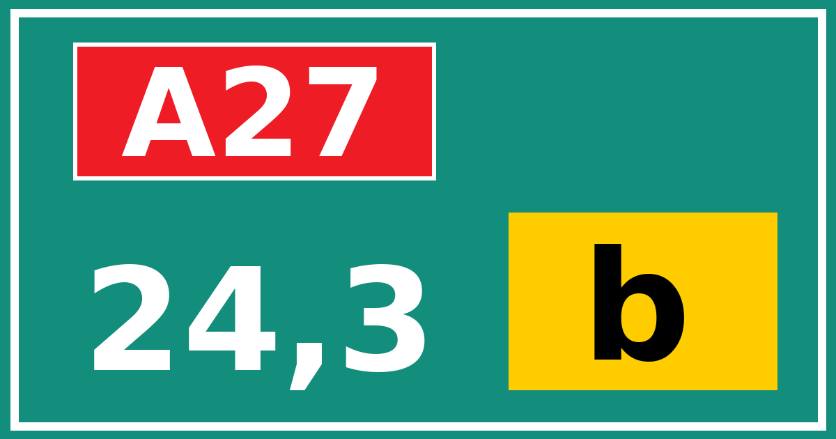 Hectometerbord A27 24,3 letter b