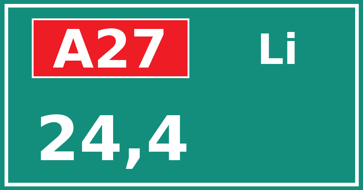 Hectometerbord A27 24,4 zijde Li