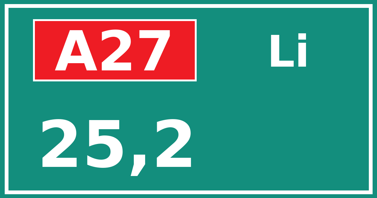 Hectometerbord A27 25,2 zijde Li