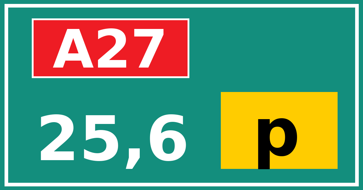 Hectometerbord A27 25,6 letter p