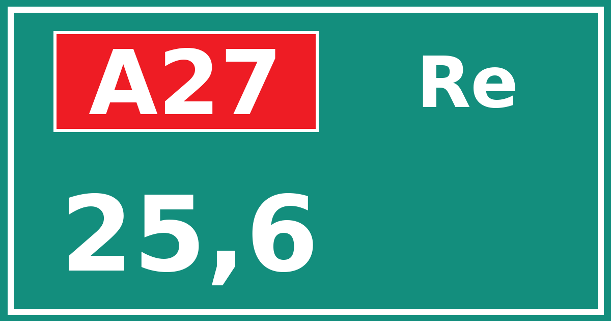 Hectometerbord A27 25,6 zijde Re