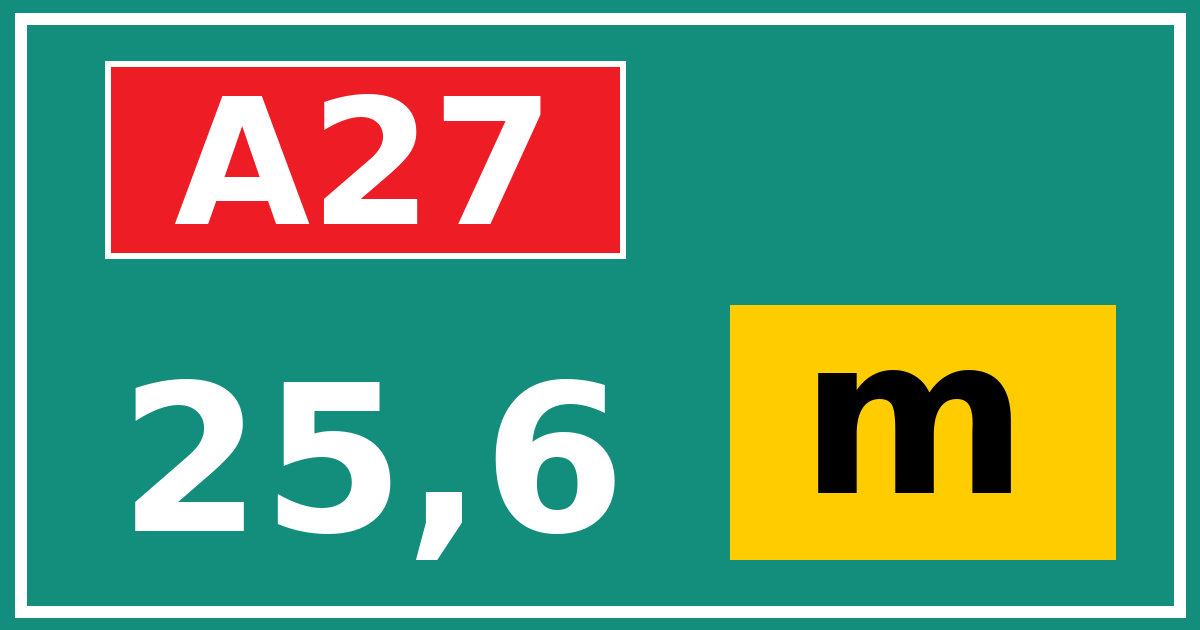 Hectometerbord A27 25,6 letter m