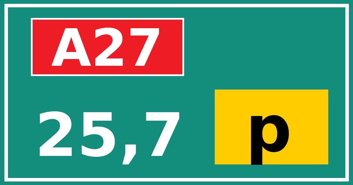 Hectometerbord A27 25,7 letter p