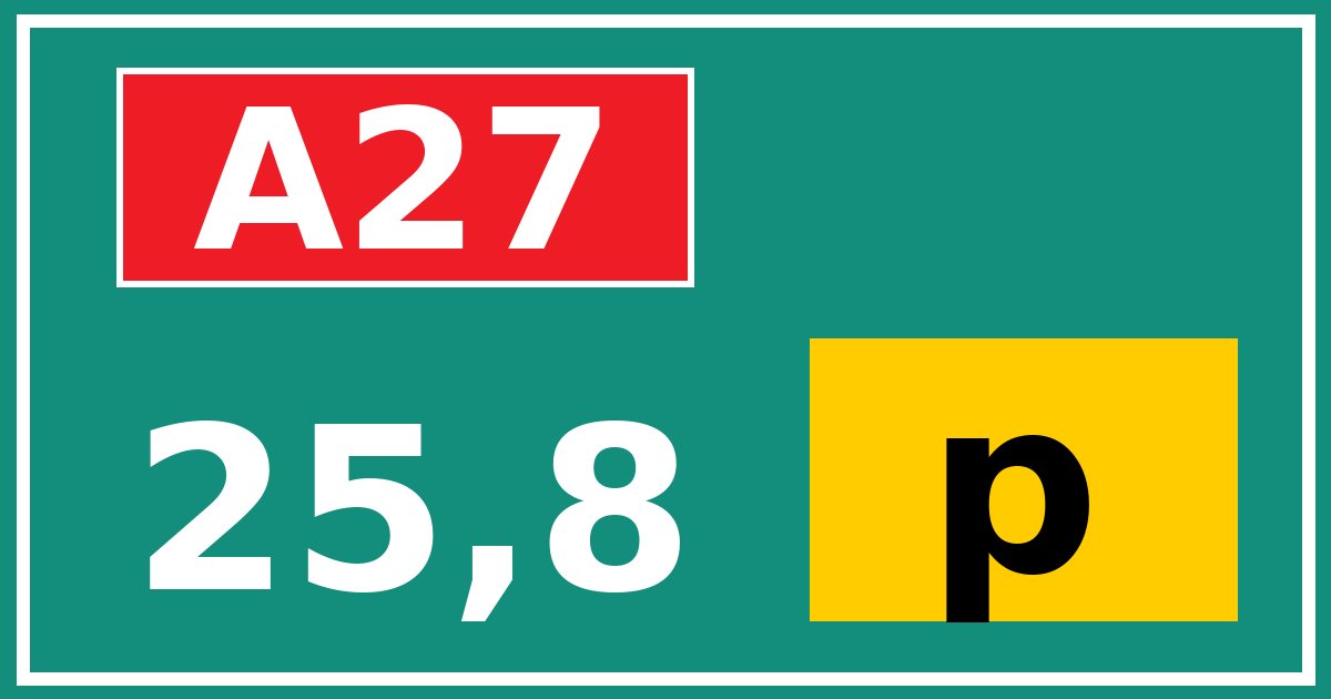 Hectometerbord A27 25,8 letter p