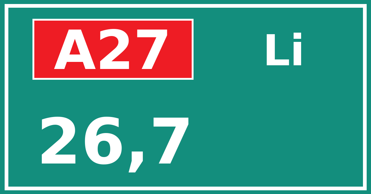 Hectometerbord A27 26,7 zijde Li
