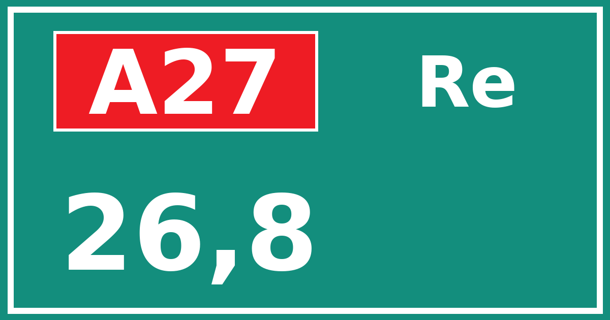 Hectometerbord A27 26,8 zijde Re
