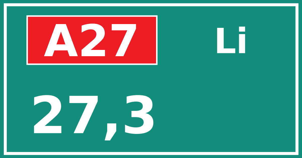 Hectometerbord A27 27,3 zijde Li