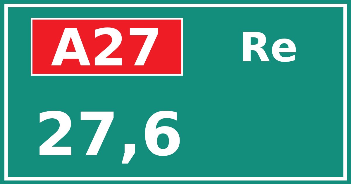 Hectometerbord A27 27,6 zijde Re