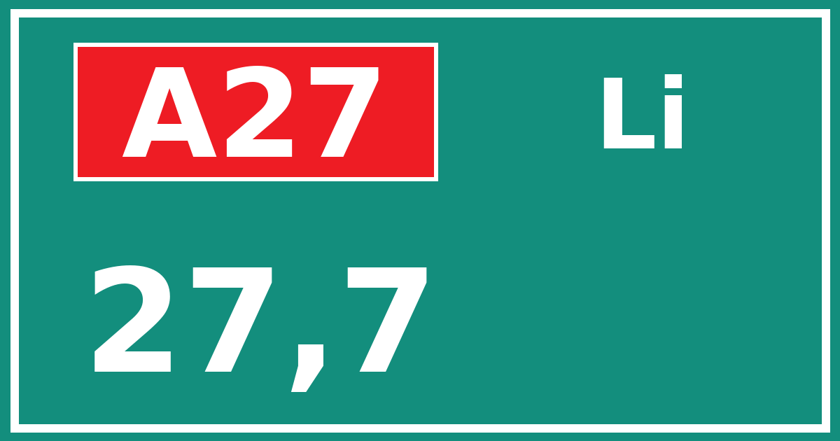 Hectometerbord A27 27,7 zijde Li