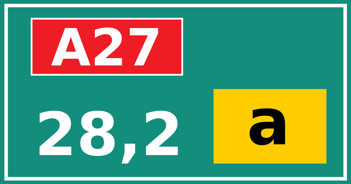 Hectometerbord A27 28,2 letter a