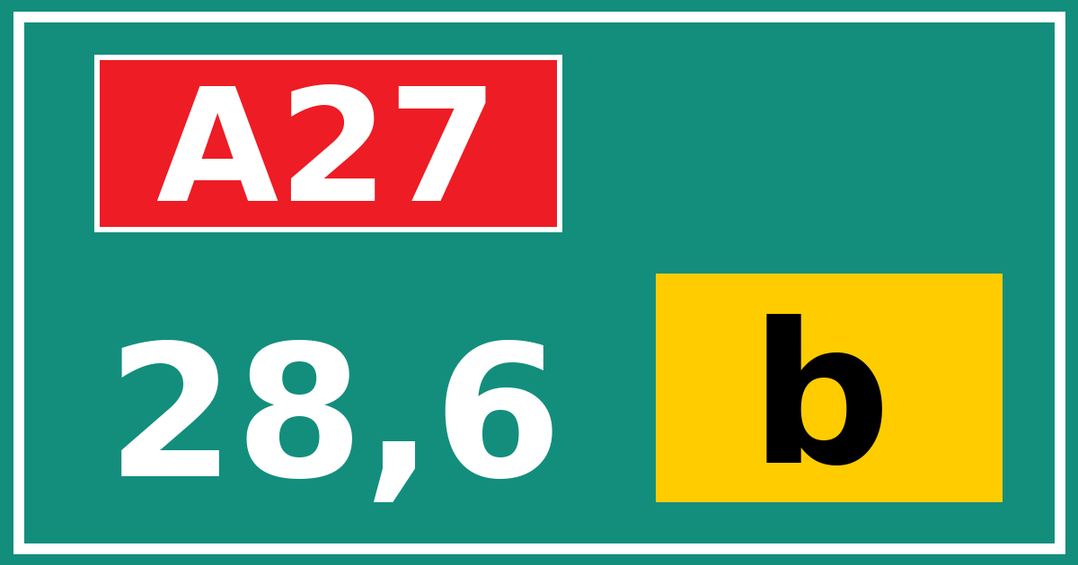 Hectometerbord A27 28,6 letter b