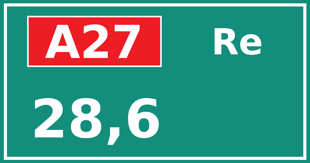 Hectometerbord A27 28,6 zijde Re