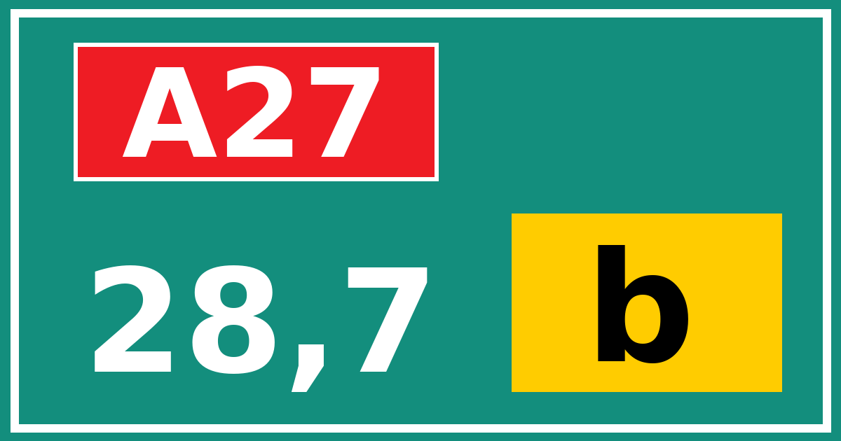 Hectometerbord A27 28,7 letter b