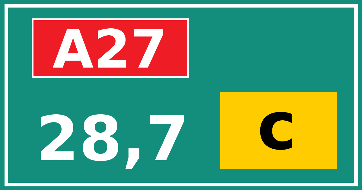 Hectometerbord A27 28,7 letter c