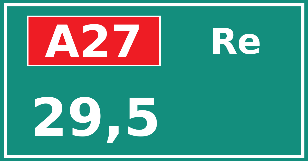 Hectometerbord A27 29,5 zijde Re