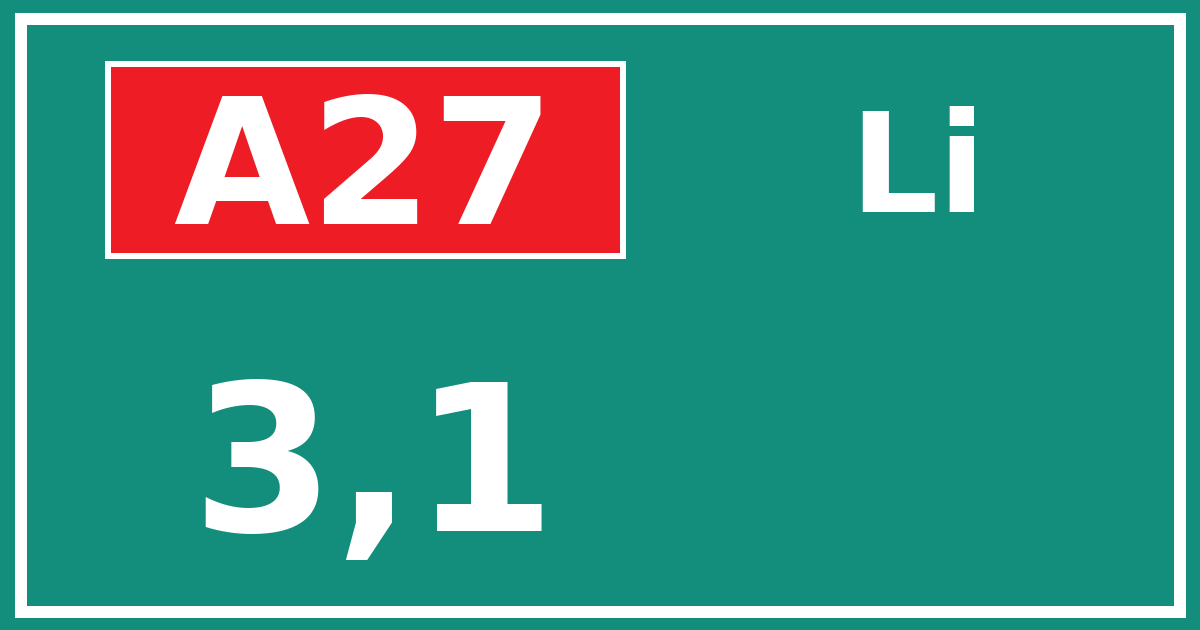 Hectometerbord A27 3,1 zijde Li