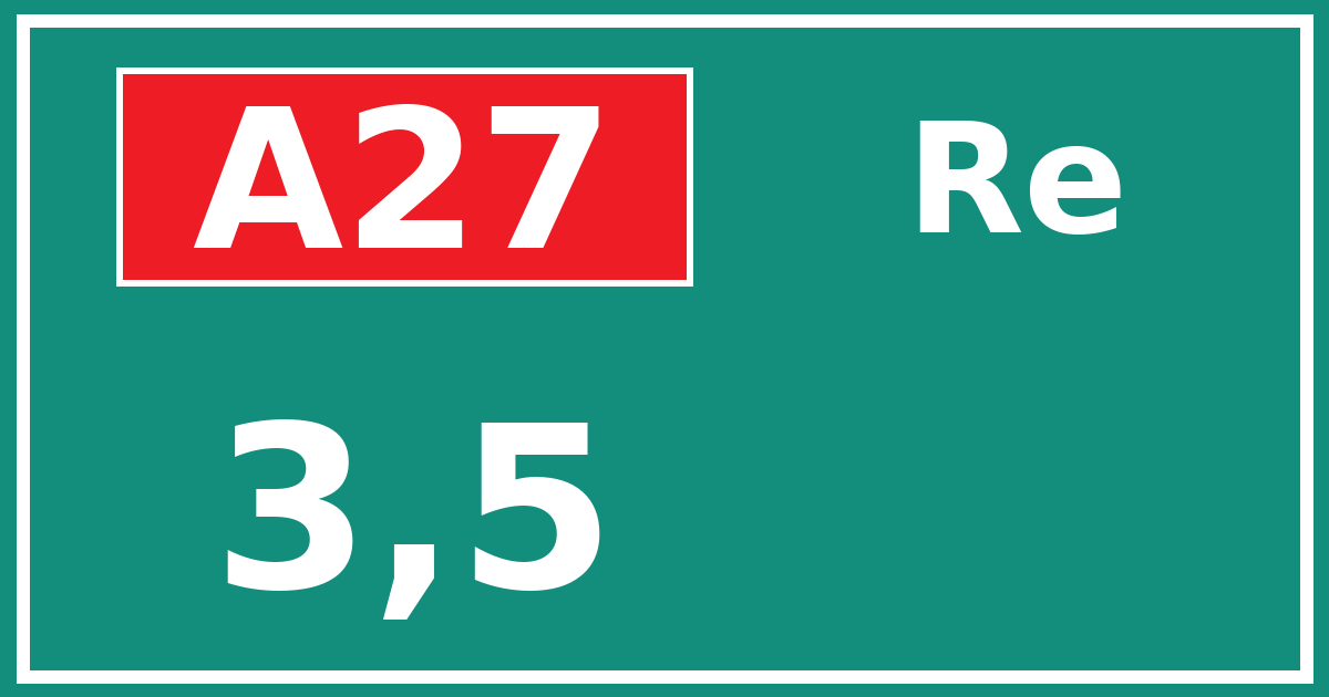 Hectometerbord A27 3,5 zijde Re
