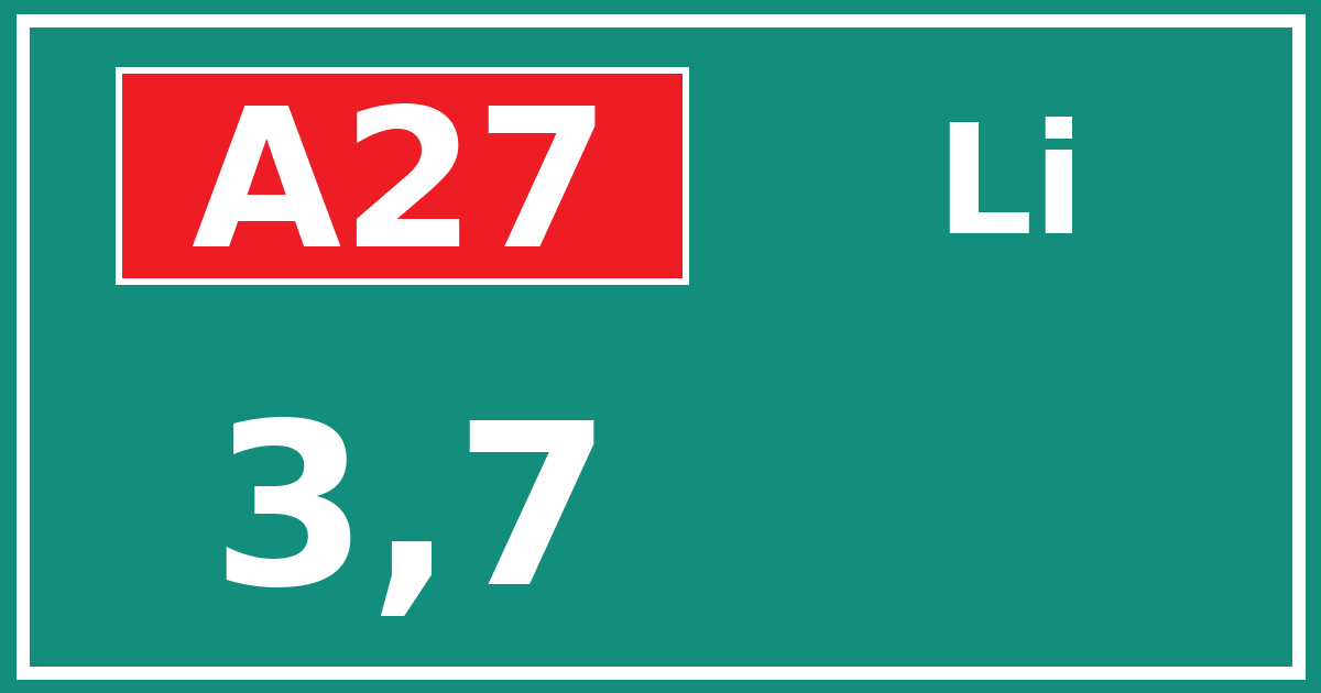 Hectometerbord A27 3,7 zijde Li