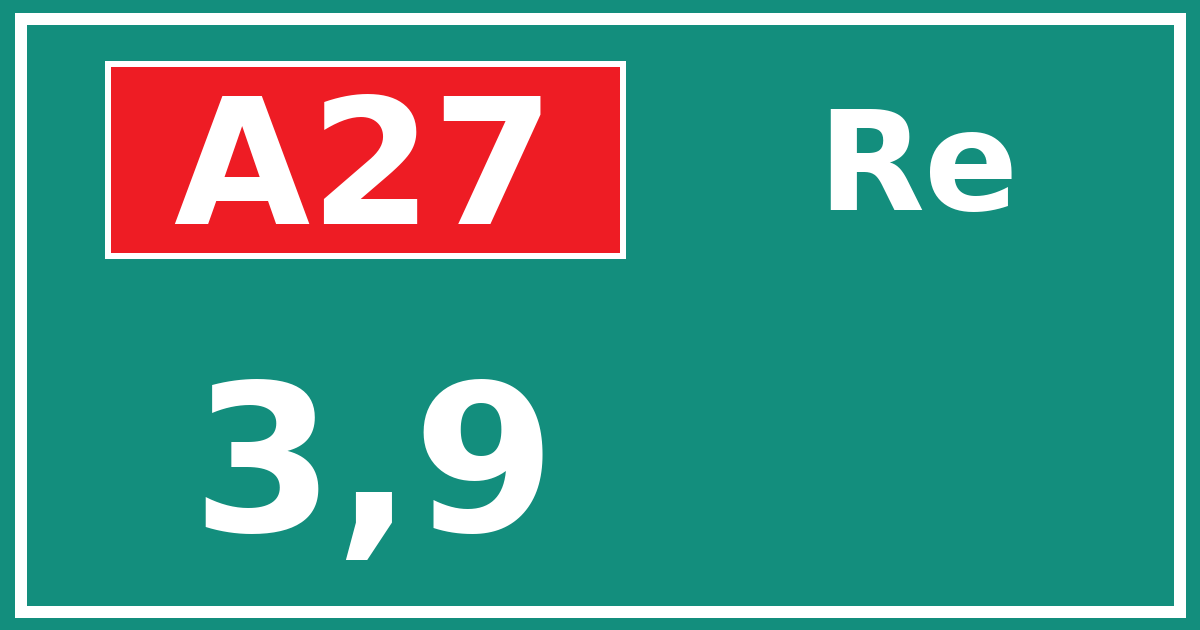 Hectometerbord A27 3,9 zijde Re