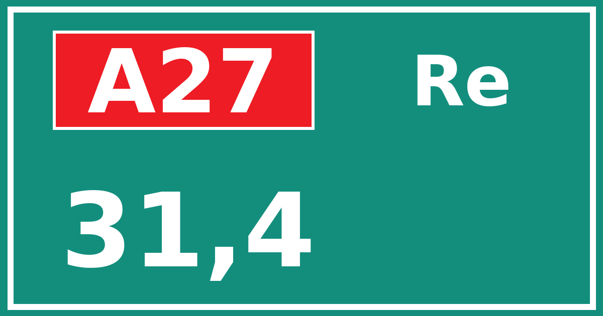 Hectometerbord A27 31,4 zijde Re