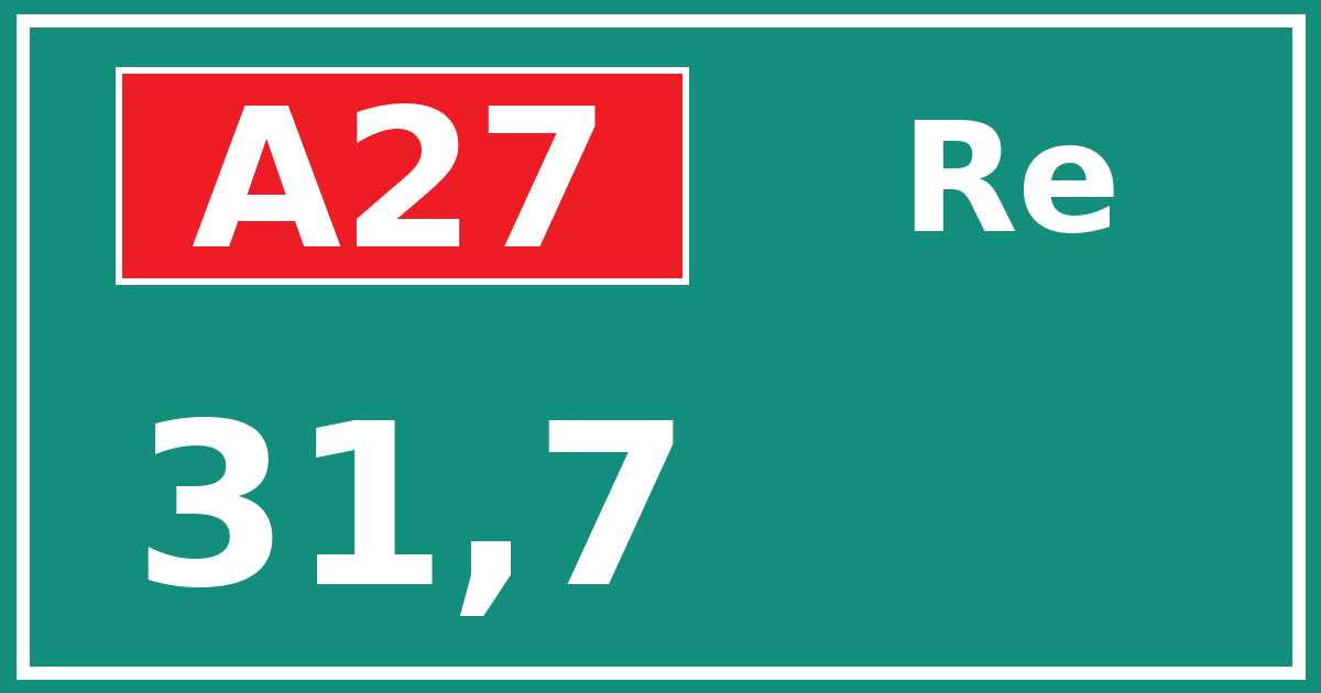 Hectometerbord A27 31,7 zijde Re