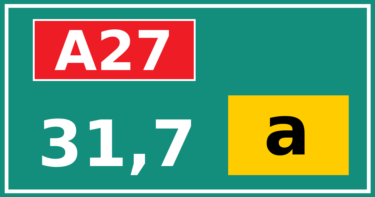 Hectometerbord A27 31,7 letter a