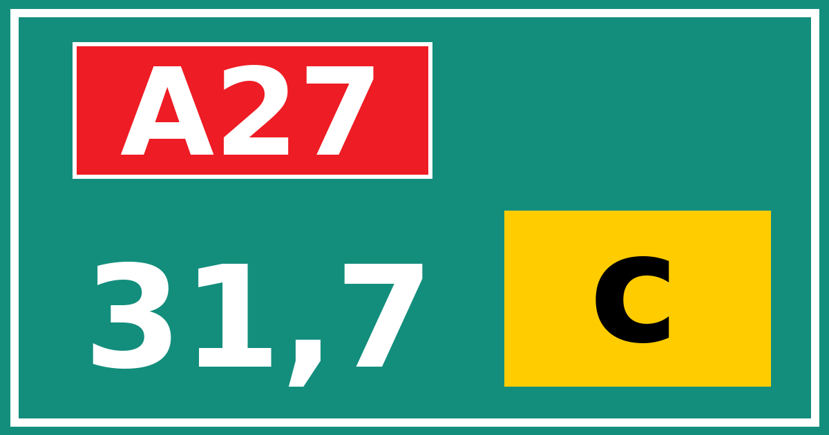 Hectometerbord A27 31,7 letter c