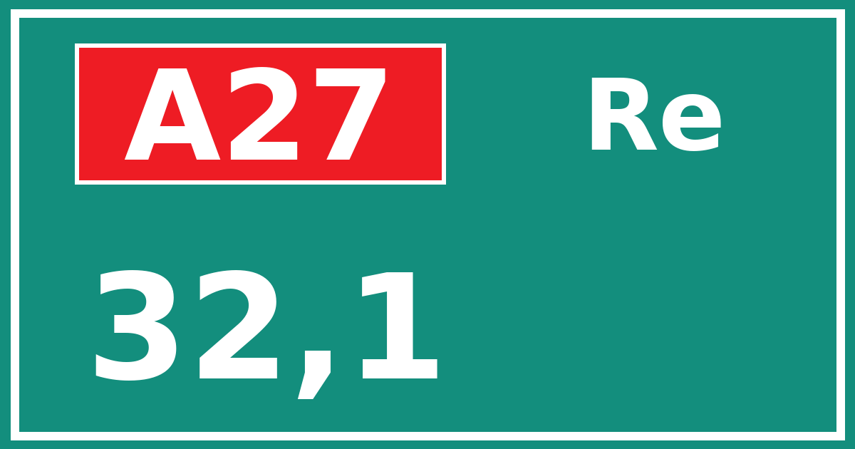 Hectometerbord A27 32,1 zijde Re
