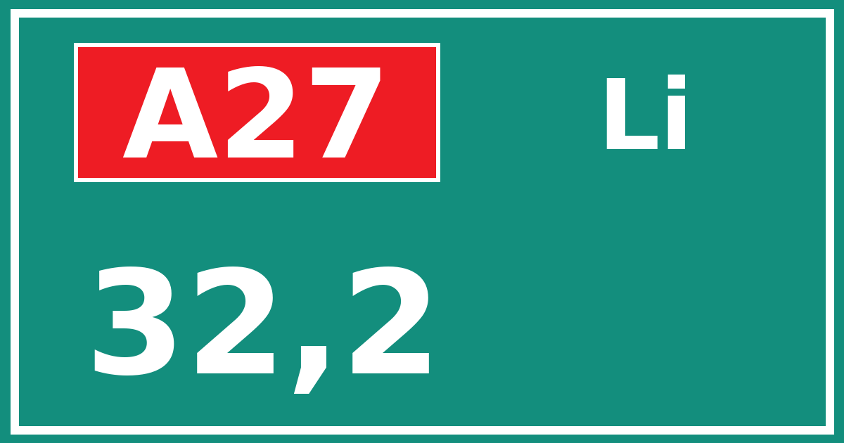 Hectometerbord A27 32,2 zijde Li