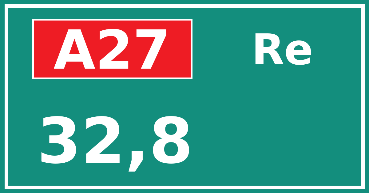 Hectometerbord A27 32,8 zijde Re