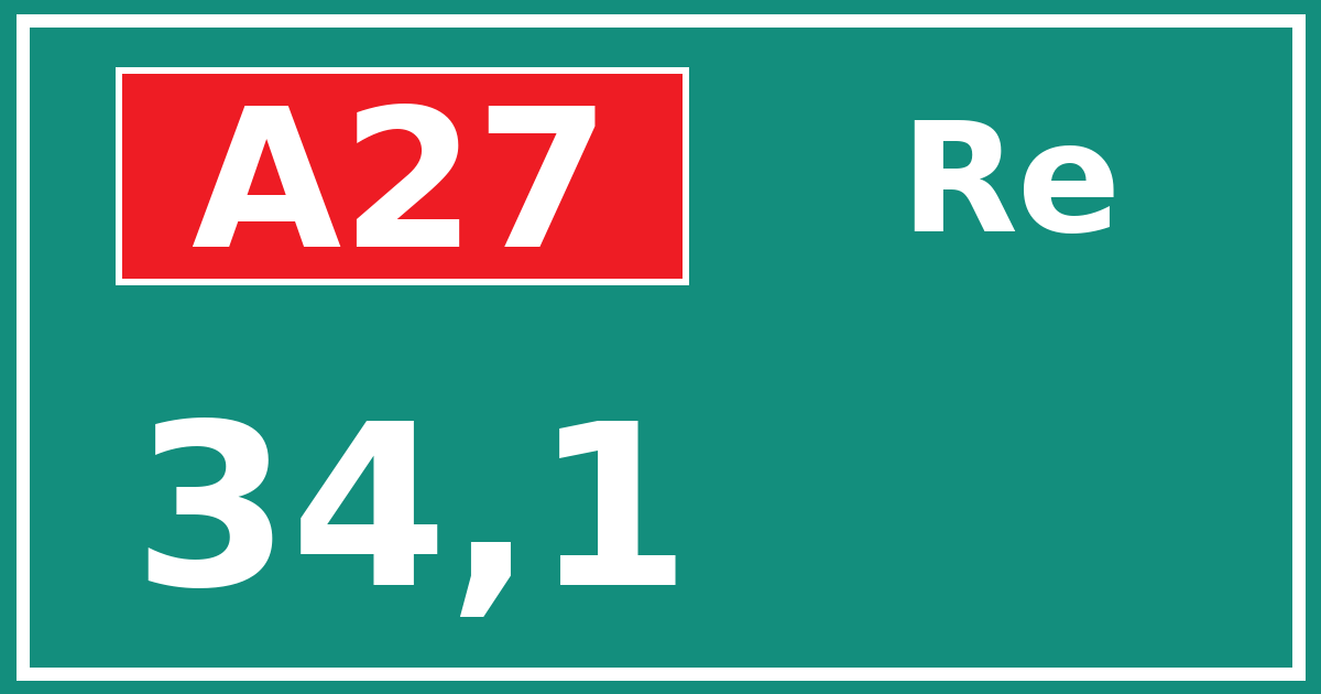 Hectometerbord A27 34,1 zijde Re