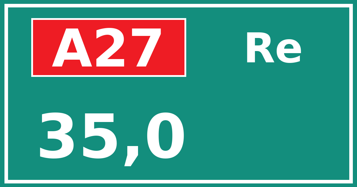 Hectometerbord A27 35,0 zijde Re