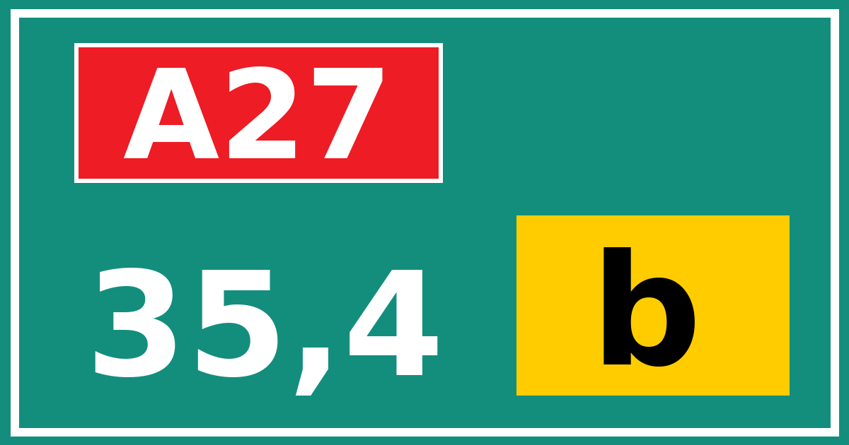 Hectometerbord A27 35,4 letter b