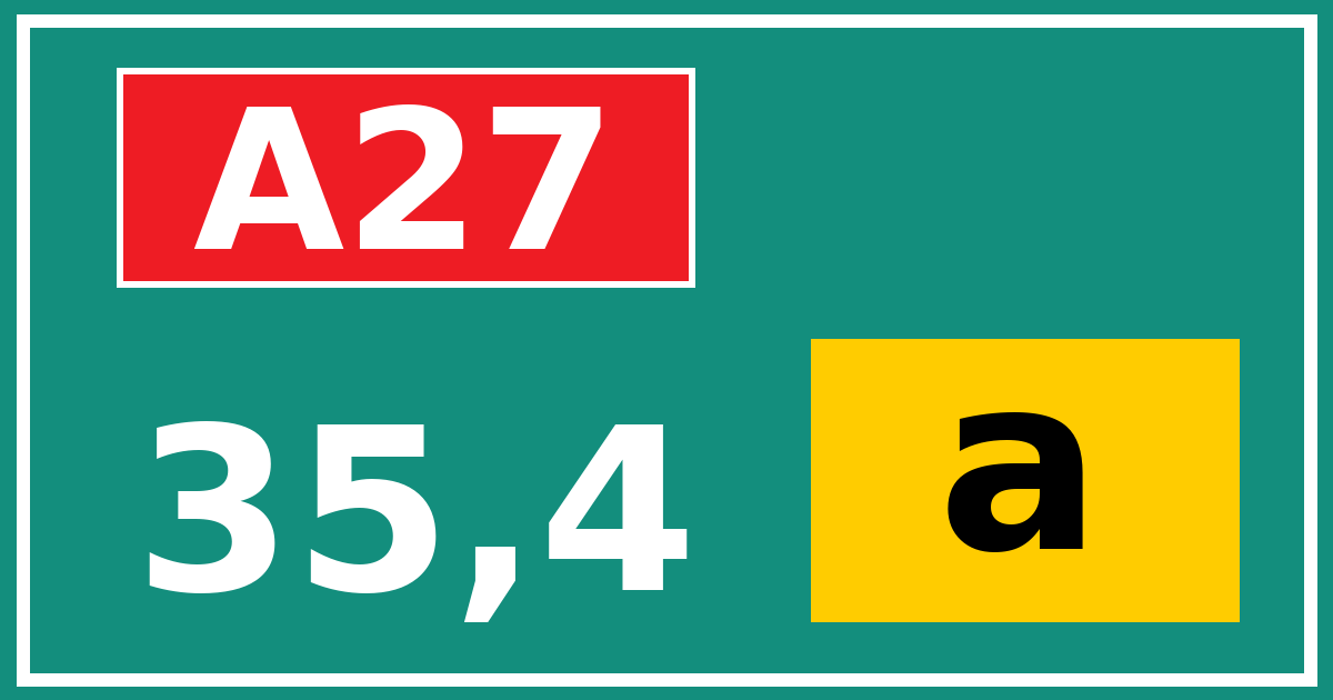 Hectometerbord A27 35,4 letter a