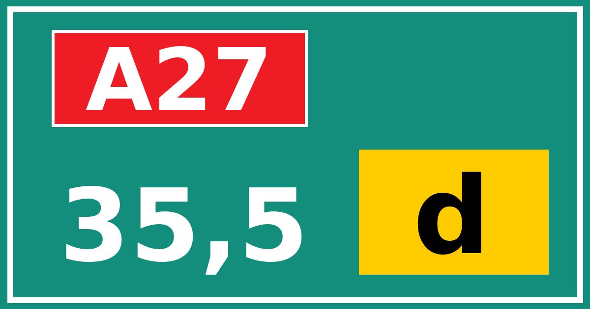 Hectometerbord A27 35,5 letter d