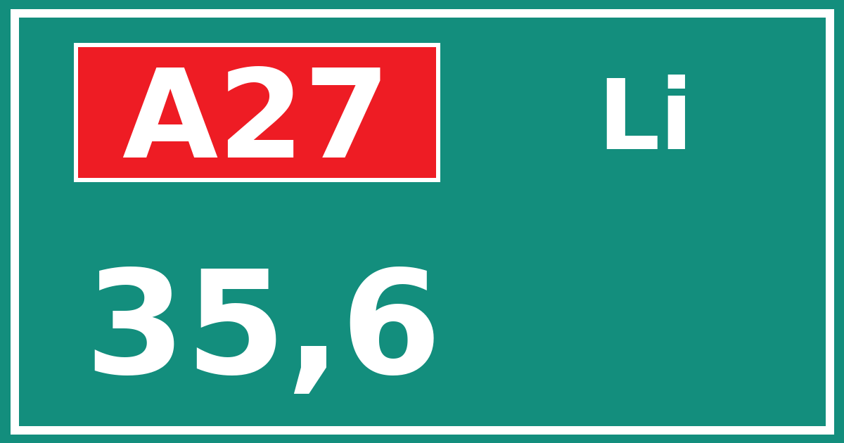 Hectometerbord A27 35,6 zijde Li
