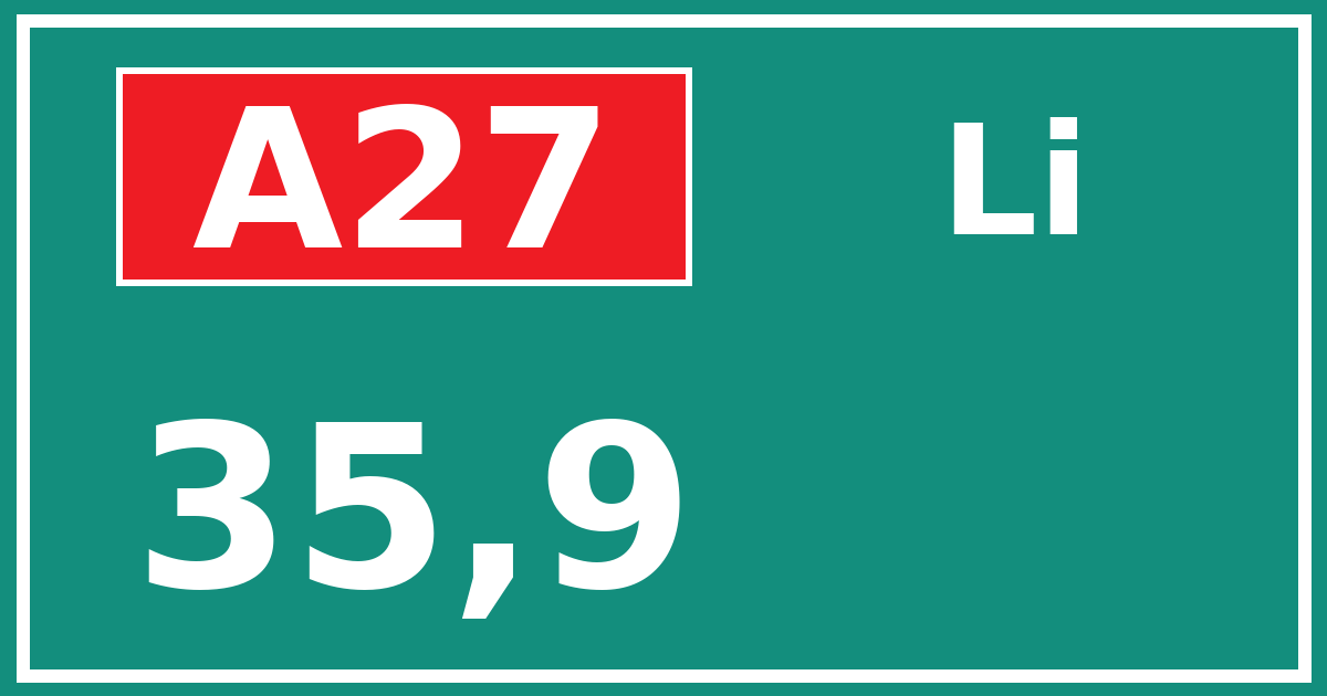 Hectometerbord A27 35,9 zijde Li