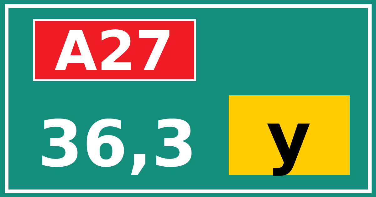 Hectometerbord A27 36,3 letter y