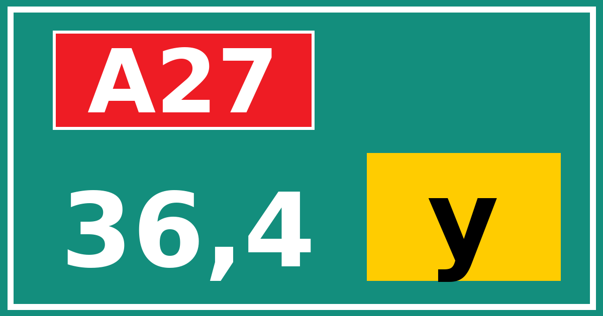 Hectometerbord A27 36,4 letter y