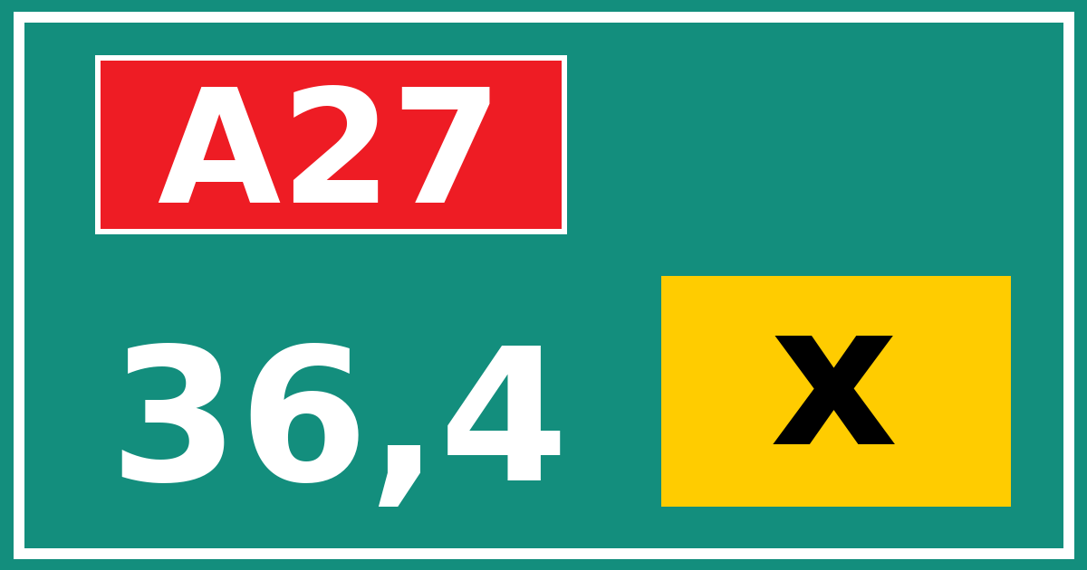Hectometerbord A27 36,4 letter x