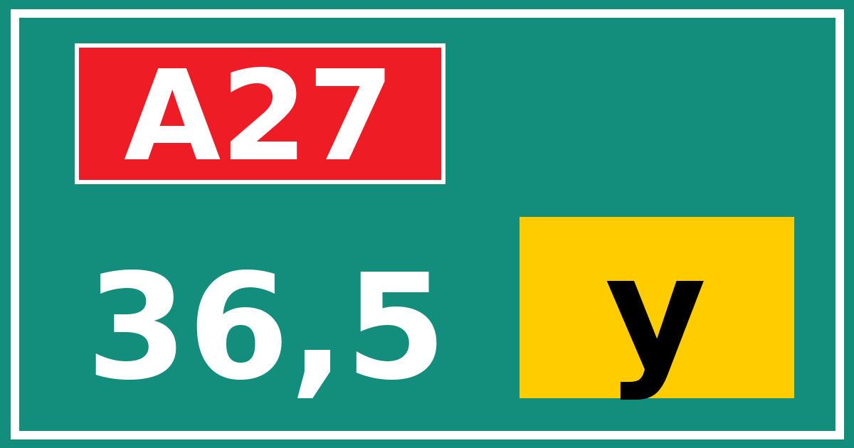 Hectometerbord A27 36,5 letter y