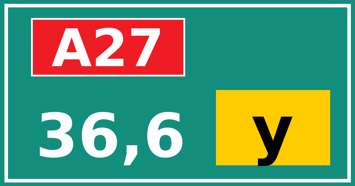 Hectometerbord A27 36,6 letter y