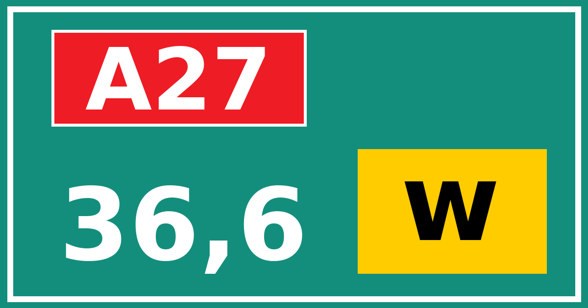 Hectometerbord A27 36,6 letter w