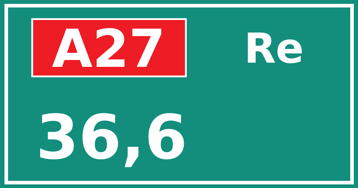 Hectometerbord A27 36,6 zijde Re