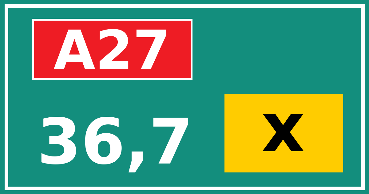 Hectometerbord A27 36,7 letter x
