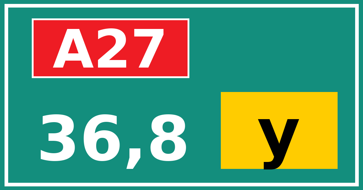 Hectometerbord A27 36,8 letter y