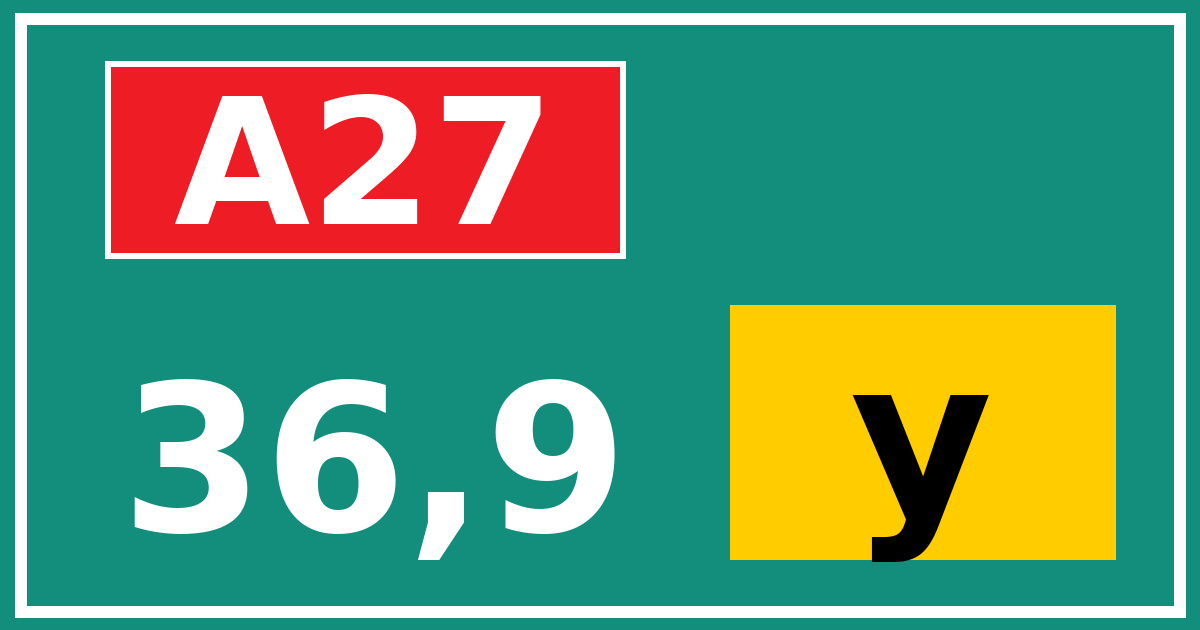 Hectometerbord A27 36,9 letter y