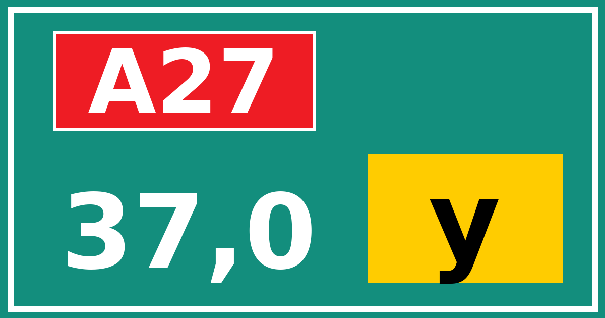 Hectometerbord A27 37,0 letter y