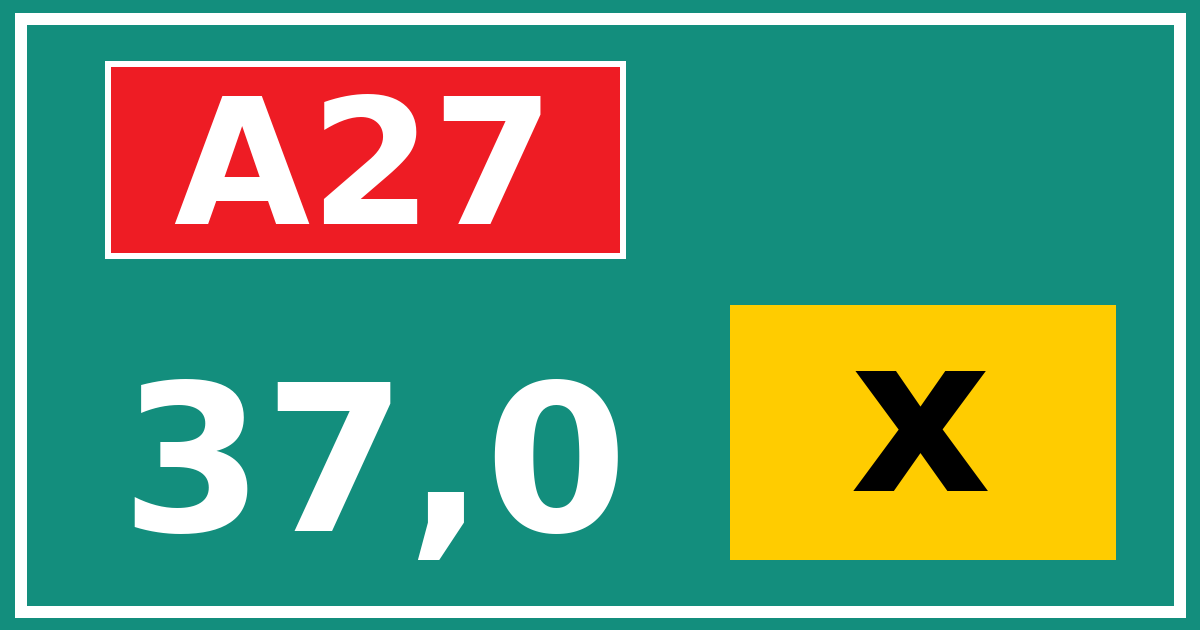 Hectometerbord A27 37,0 letter x