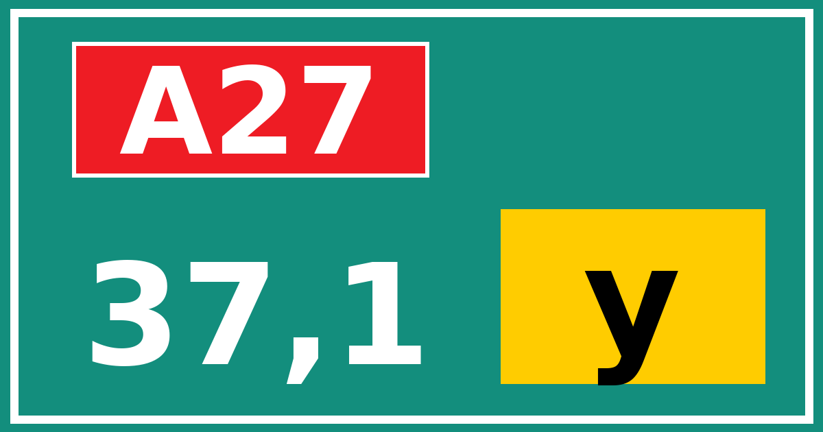 Hectometerbord A27 37,1 letter y